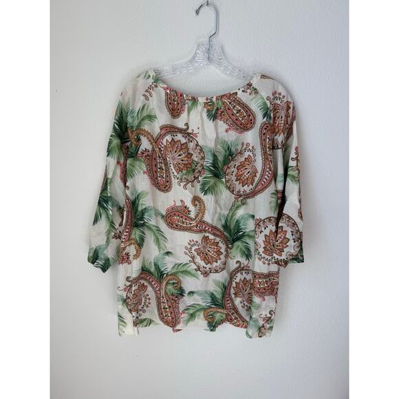 Tommy Bahama Women’s 100% Raime Paisley Print ¾ Sleeve Top Size XL - Picture 3 of 6